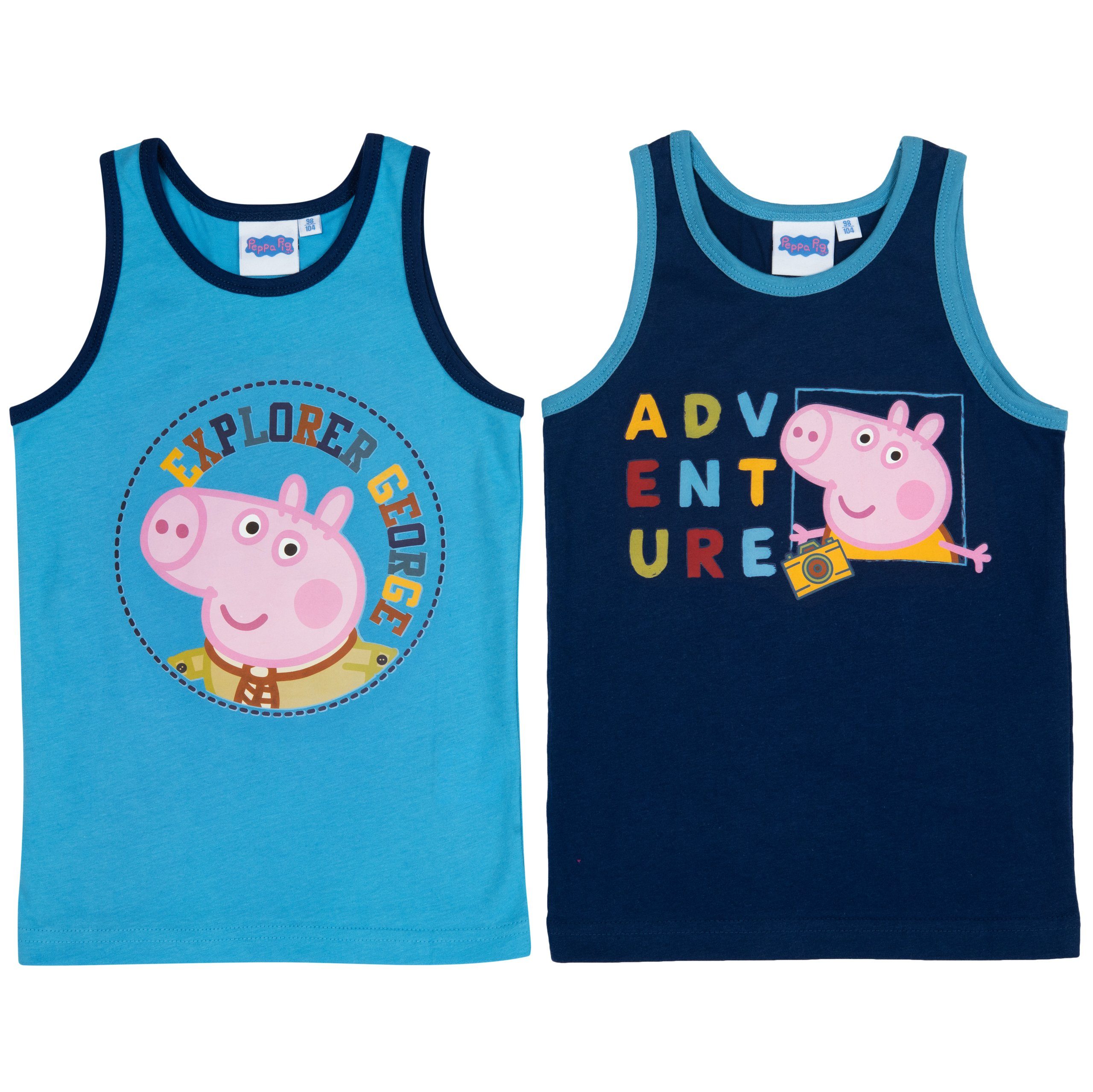 United Labels® Unterhemd Peppa Wutz Unterhemd für Jungen Kinder Tank Top Blau (2er Pack)