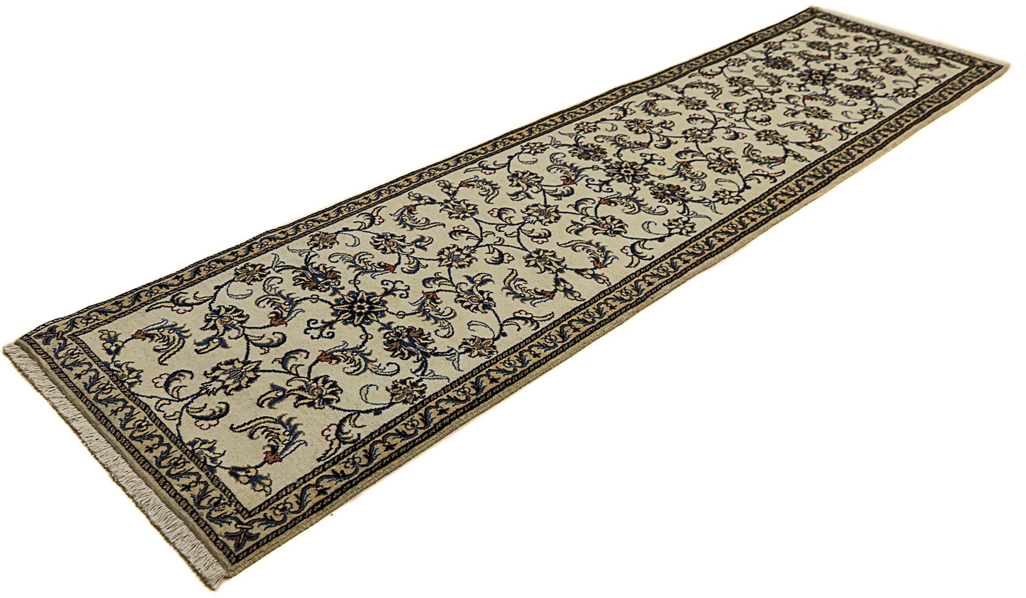 Orientteppich Perser - Nain - 300 x 77 cm - beige, morgenland, rechteckig, Höhe: 12 mm, Wohnzimmer, Handgeknüpft, Einzelstück mit Zertifikat