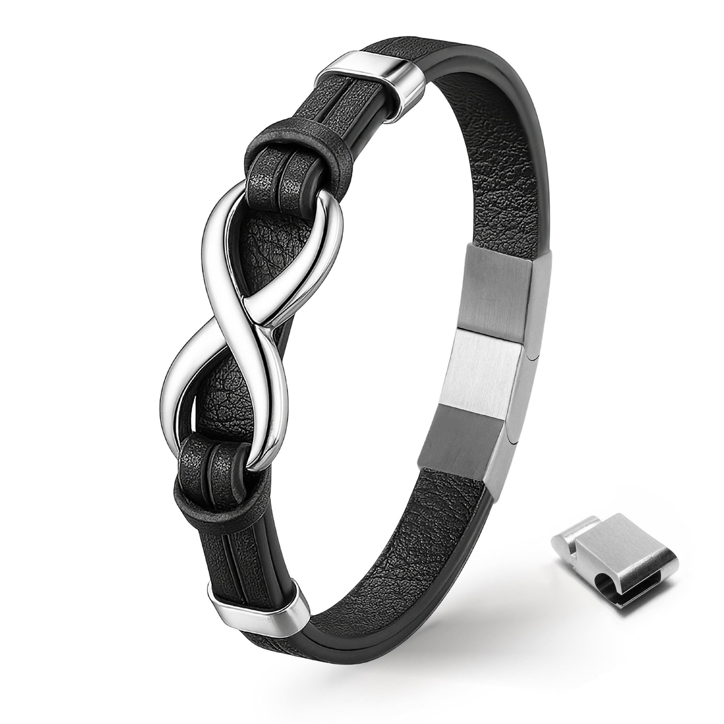 UNIQAL.de Lederarmband Unendlichkeit Leder Armband "INFINITY" Herren (Edelstahl, Echtleder, Casual Style, Handgefertigt), Designed in Germany