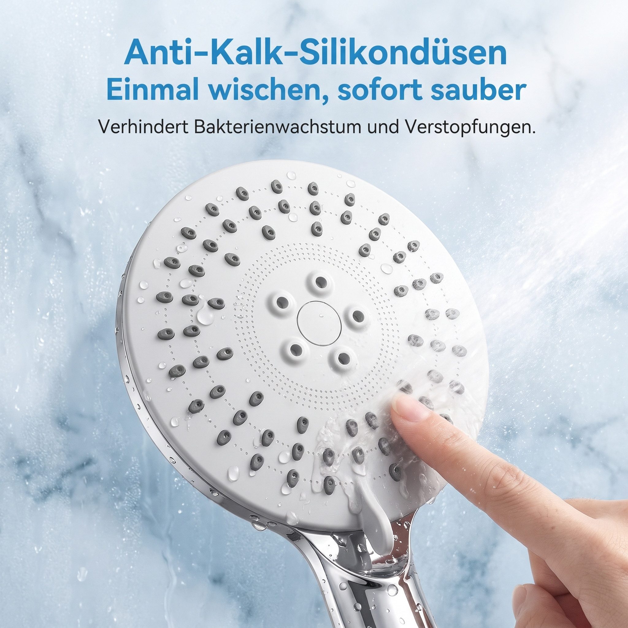 AIMAX Handbrause Hochdruck Handbrause mit 3 Strahlarten Antikalk G1/2 – Bild 4 von 5