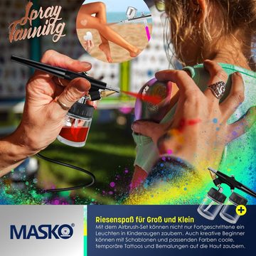 MASKO Farbsprühgerät, Airbrush-Set mit Kompressor 4 bar inkl. Airbrush-Pistolen