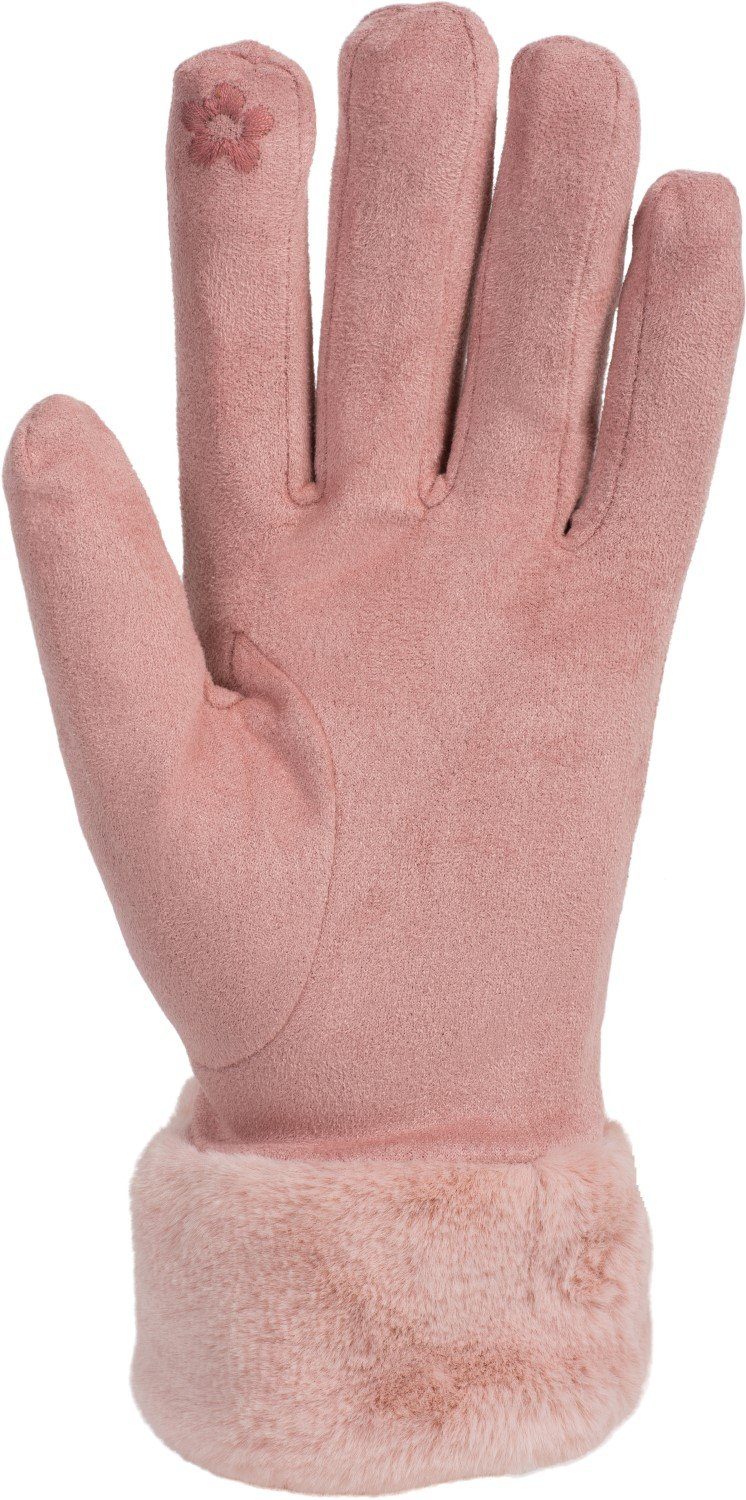 mit Fleecehandschuhe styleBREAKER Kunstfell Pink Handschuhe Unifarbene Touchscreen
