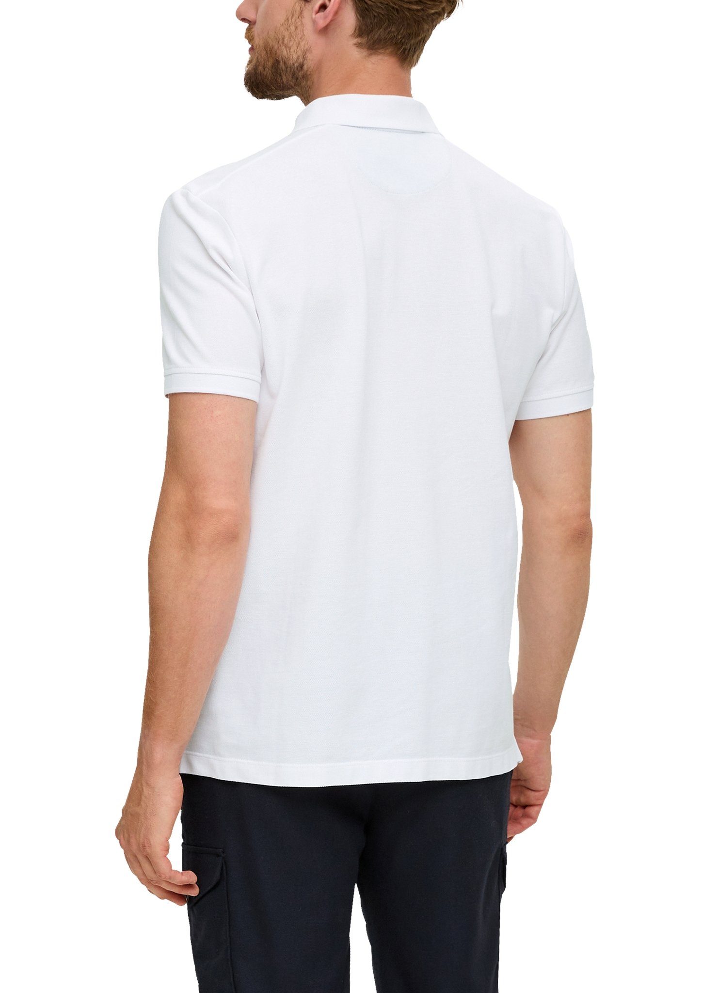 Logostickerei dezenter white Poloshirt s.Oliver mit