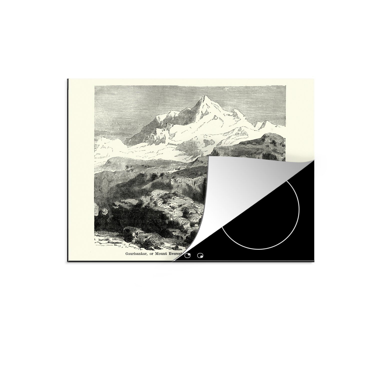 Everest, (1 des Illustration 60x52 Vinyl, Mt. tlg), Ceranfeldabdeckung Herdblende-/Abdeckplatte cm, MuchoWow Mobile antike Eine Arbeitsfläche nutzbar,