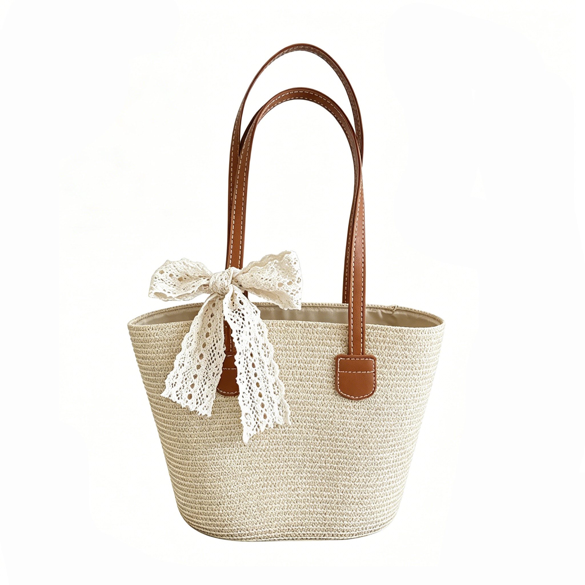 Zaewry Strandtasche Stroh-Strandtasche, geräumige Strohtasche, Strand-Schultertasche, Strohtasche mit Henkel
