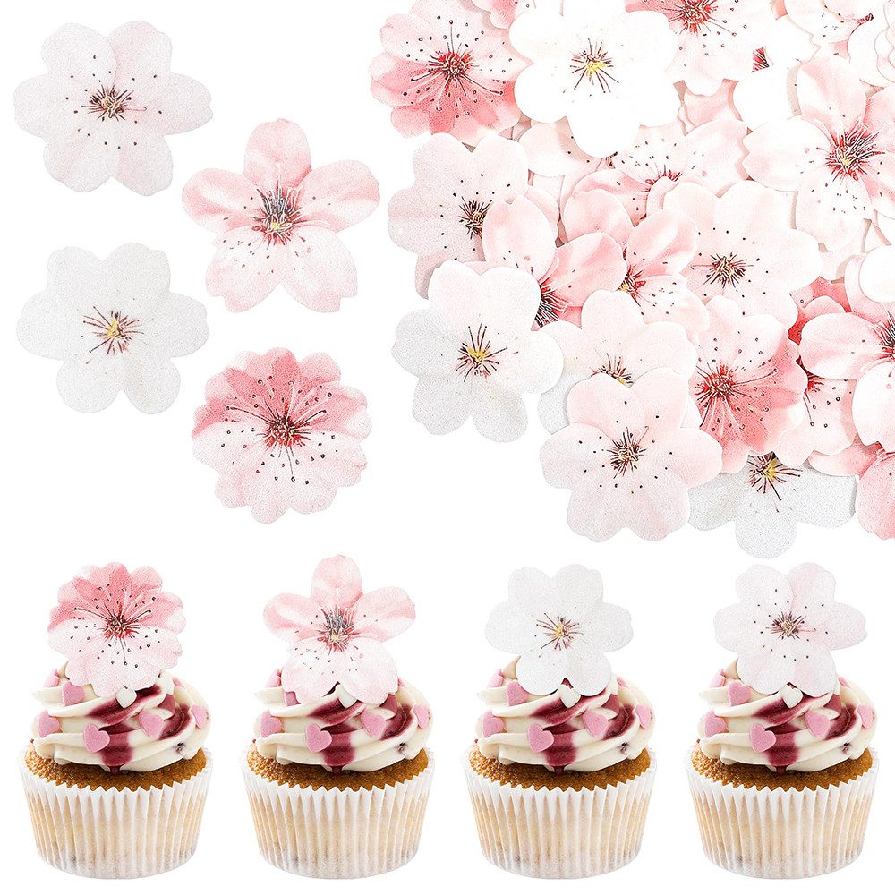 CLTYQ Hängedekoration 75 Stück Essbare Tortendeko Blumen, Esspapier Blüten für Kuchen (75 St), Cupcakes & Hochzeiten, Perfekte Deko für Mädchen und Desserts