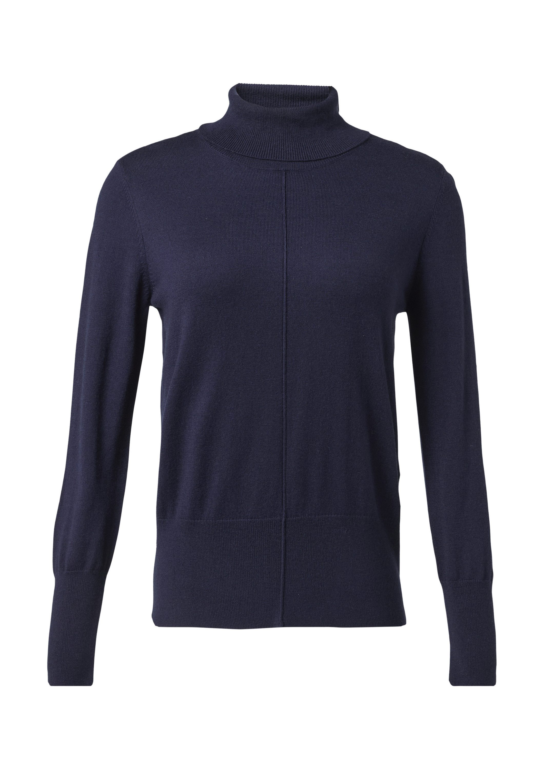 comma Longpullover Strickpullover Pullover mit Turtleneck und Ziernaht günstig online kaufen