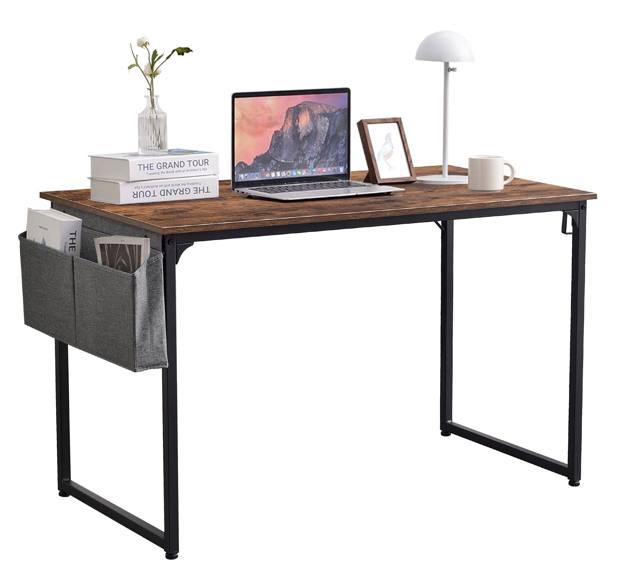 CLP Schreibtisch MDF dunkelbraun aus Greeley, Industrie-Design, Tischplatte