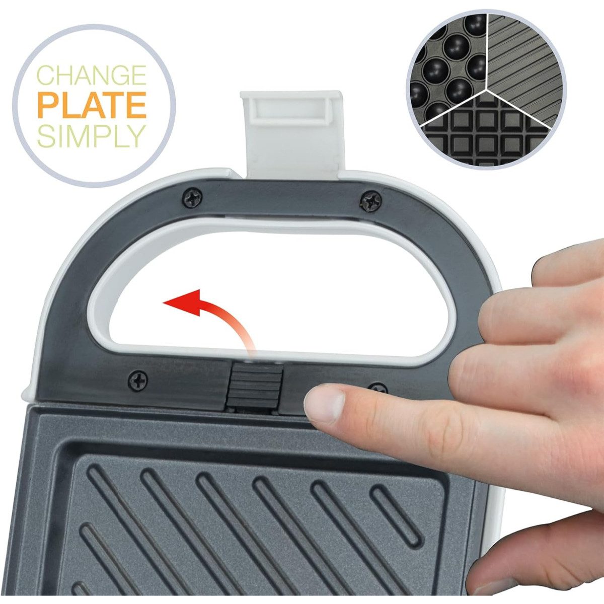 KORONA 3-in-1-Sandwichmaker mit Wechselplatten für Sandwiches Waffeln und Grillen