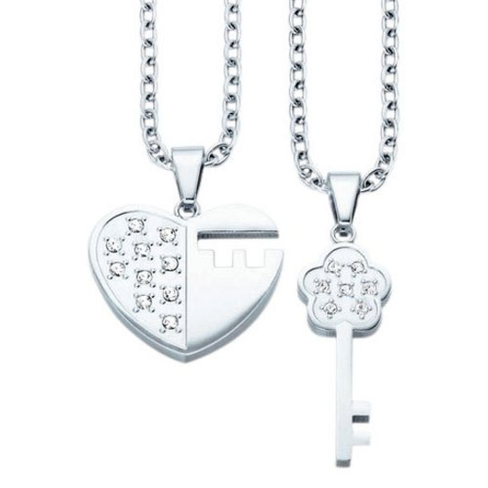 Kingka Freundschaftskette Herz und Schlüsel, Partnerschmuck (Set), mit Zirkonia