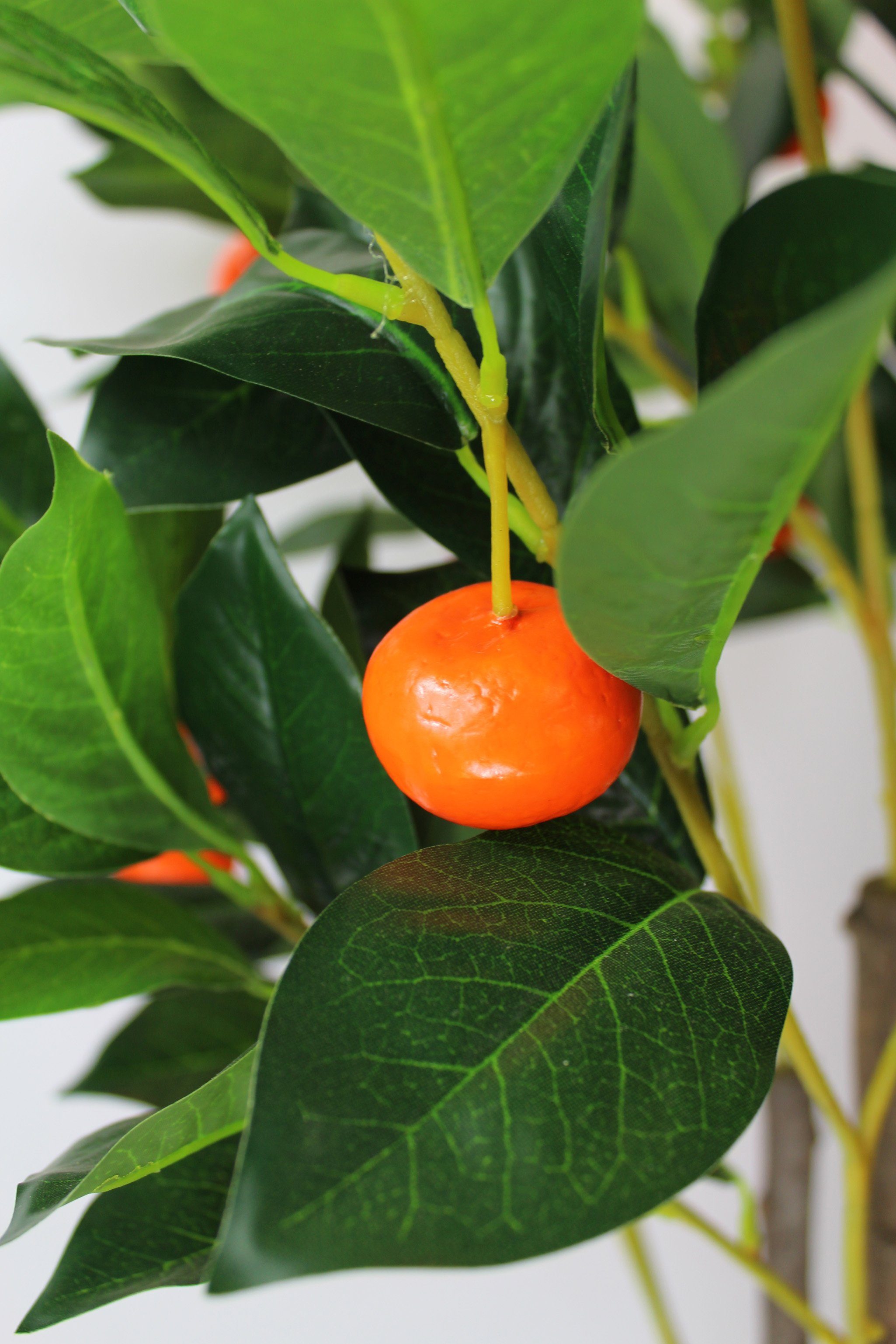 cm Echtholz-Stamm cm, Mandarinenbaum 55 125 Arnusa, Höhe mit im 125 Mandarine, x Kunstbaum beschwerten Kunstpflanze Topf künstlicher