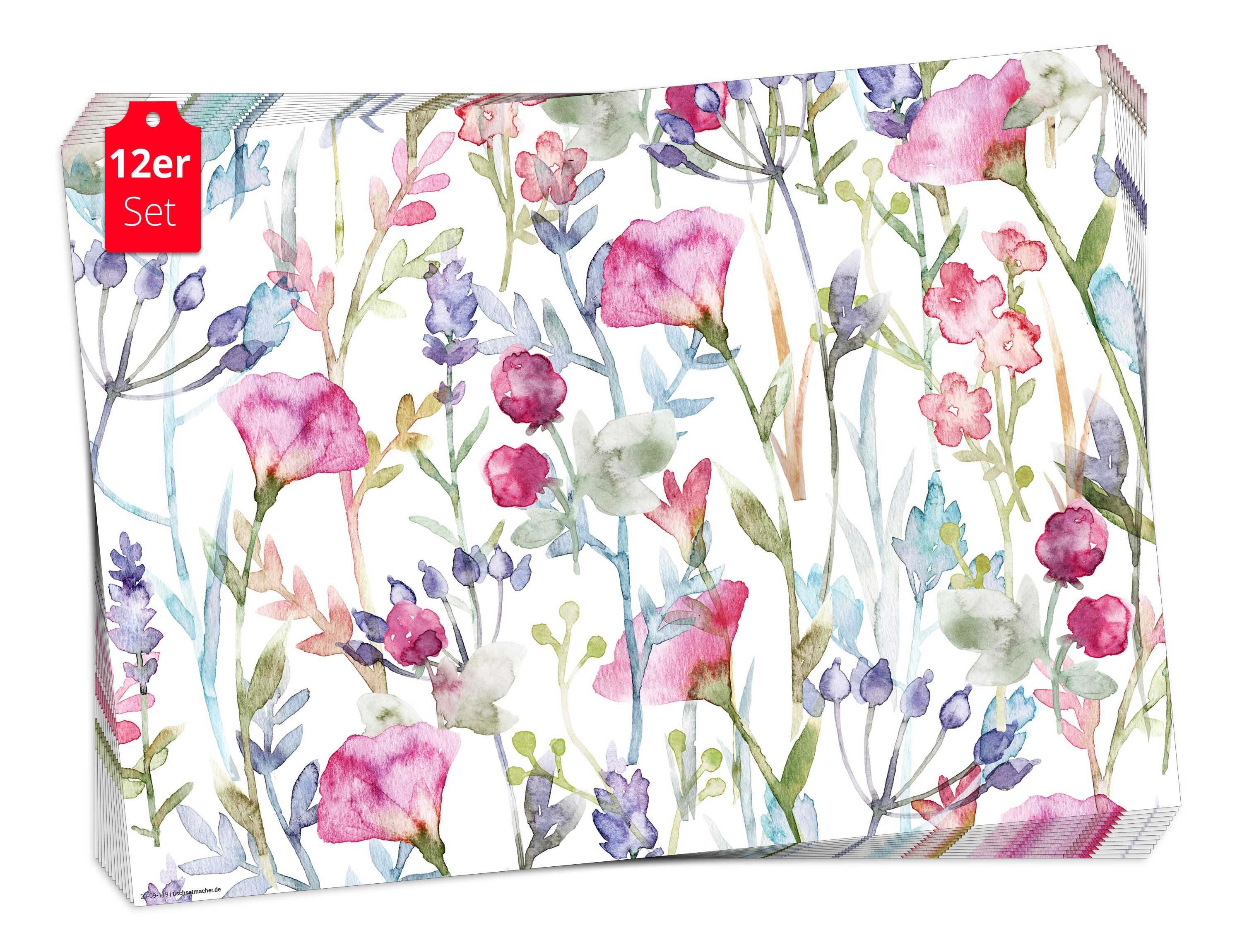 Platzset Tischset Frühling, Ostern & Blumen - Blumenwiese Aquarell