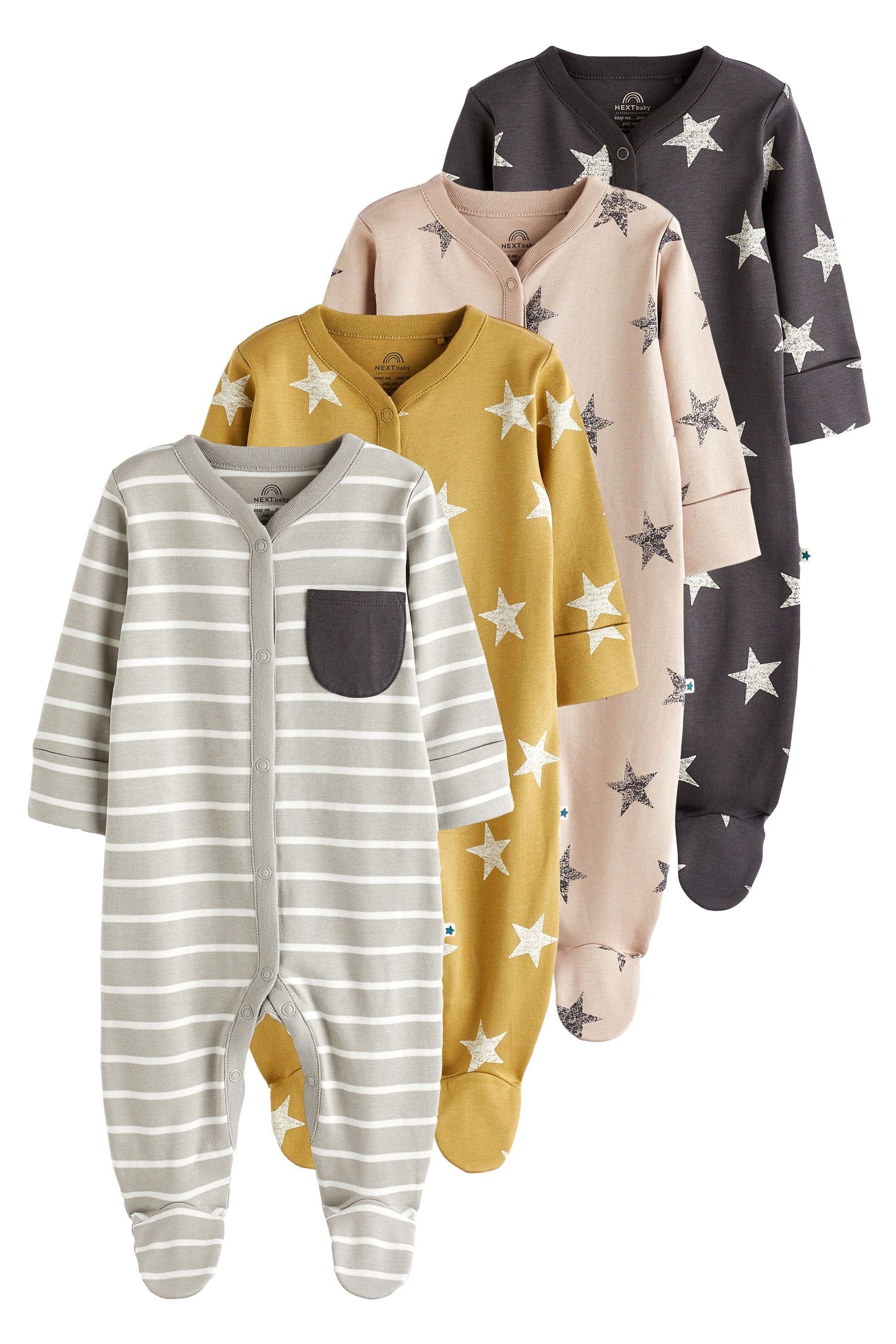 Next Schlafoverall 4er-Pack Baby-Schlafanzüge aus Baumwolle (4-tlg)
