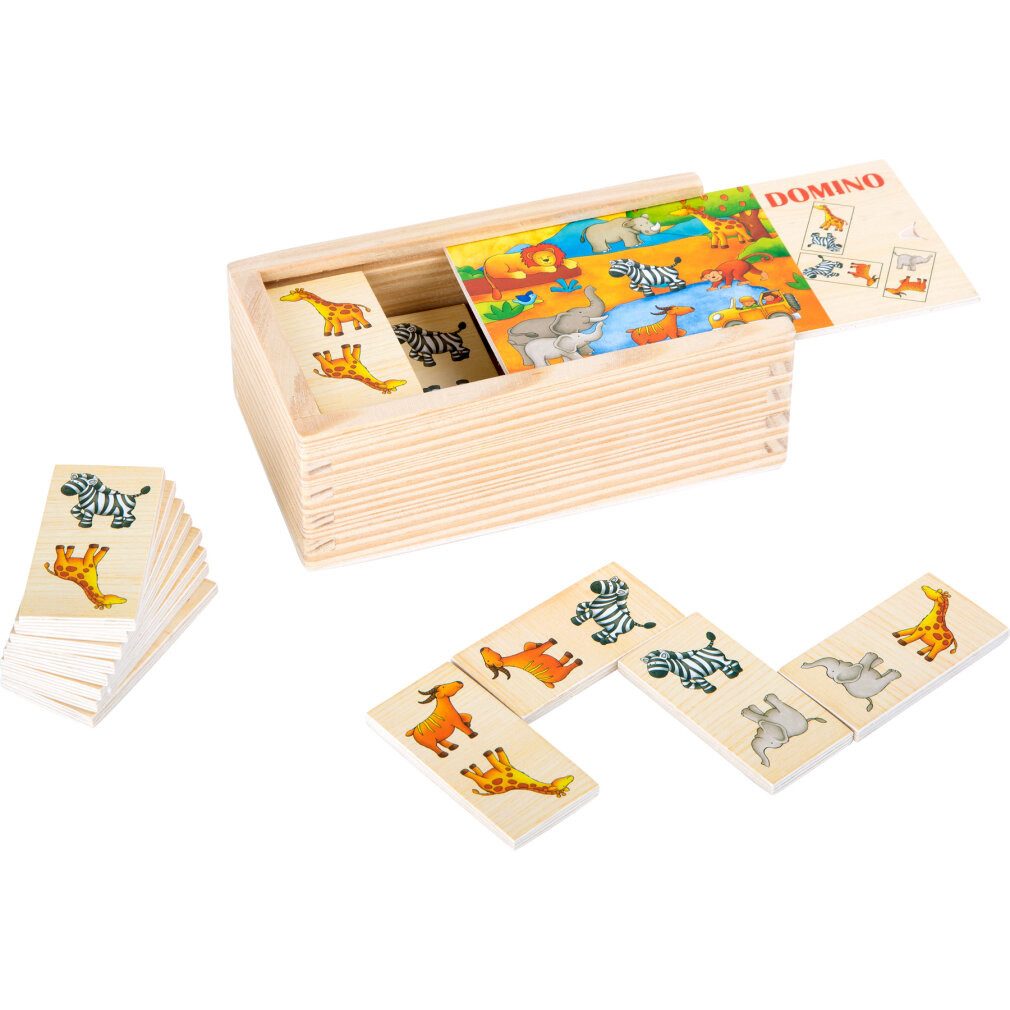 Small Foot Spiel Domino Safari aus Holz Legespiel mit bunten Tiermotiven