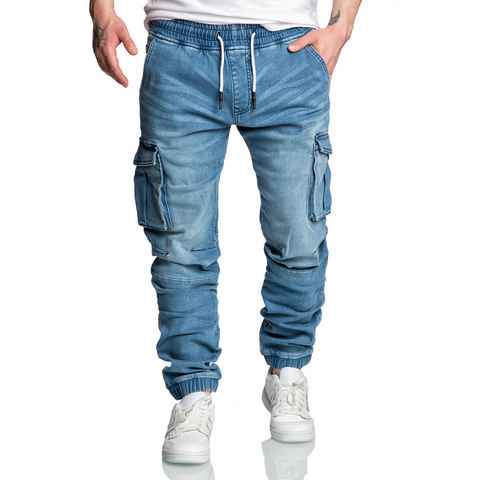 Amaci&Sons Cargojeans ALSIP Sweathose im Denim Look Herren Sweathose in Stretch Denim Jeans