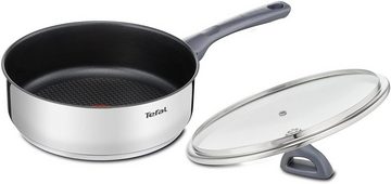 Tefal Schmorpfanne Daily Cook G7133214, Servier-Schmorpfanne 24cm mit Deckel, Edelstahl 18/10 (Pfanne, Bratpfannen Set, Pfannenset, Wok, Wokpfanne, Schmorpfanne, Pfannen Sauteuse-Pfanne), Antihaftbeschichtet, Backofenfest, Kratzfest, Ohne Fett/Öl braten