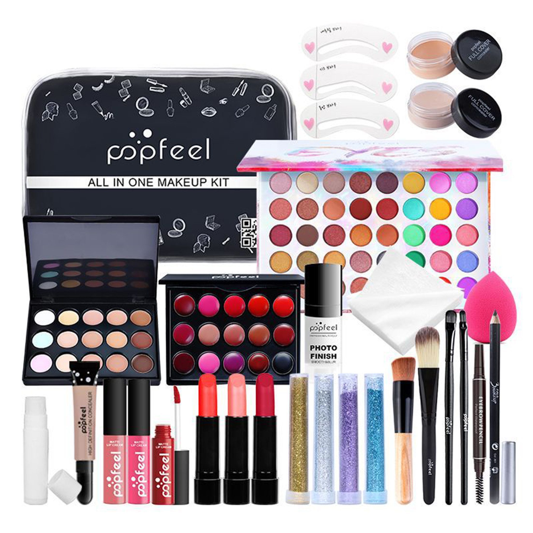 KINSI Make-up Set Make-up Set für Mädchen & Anfänger - All-in-One Schmink-Set, 27-tlg., 24-teiliges set, inkl. Eyeliner, Lidschatten & Lippenstift