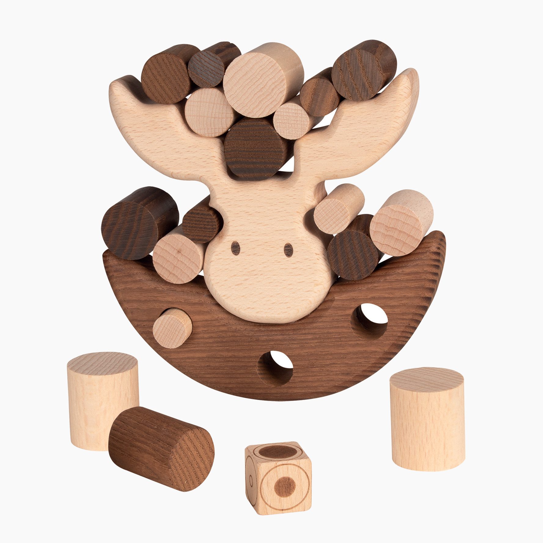 goki Игрыsammlung Balancier Elch, Balancierspiel, Balancierspiel aus naturbelassenem Holz