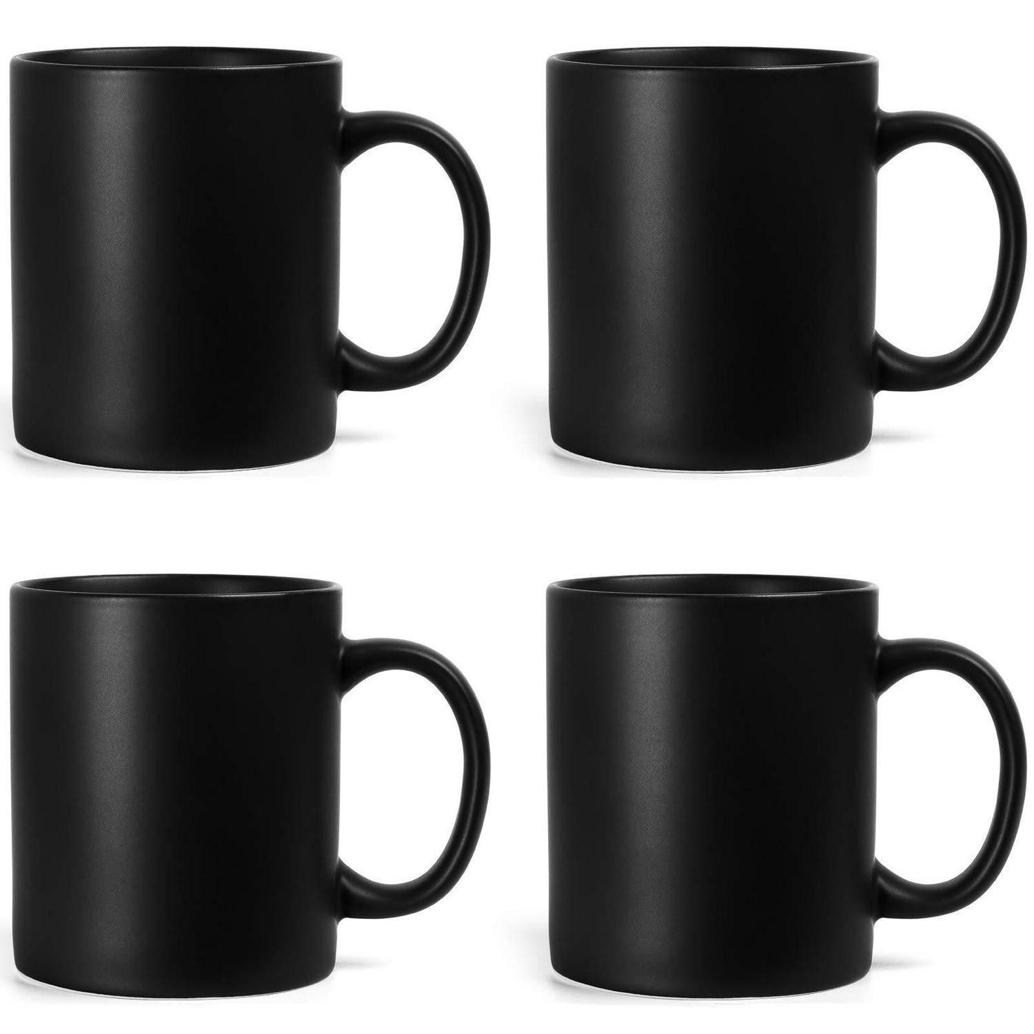 LuxusKollektion Tasse 4er Set Tassen Keramik Mattschwarz 340ml, Keramik