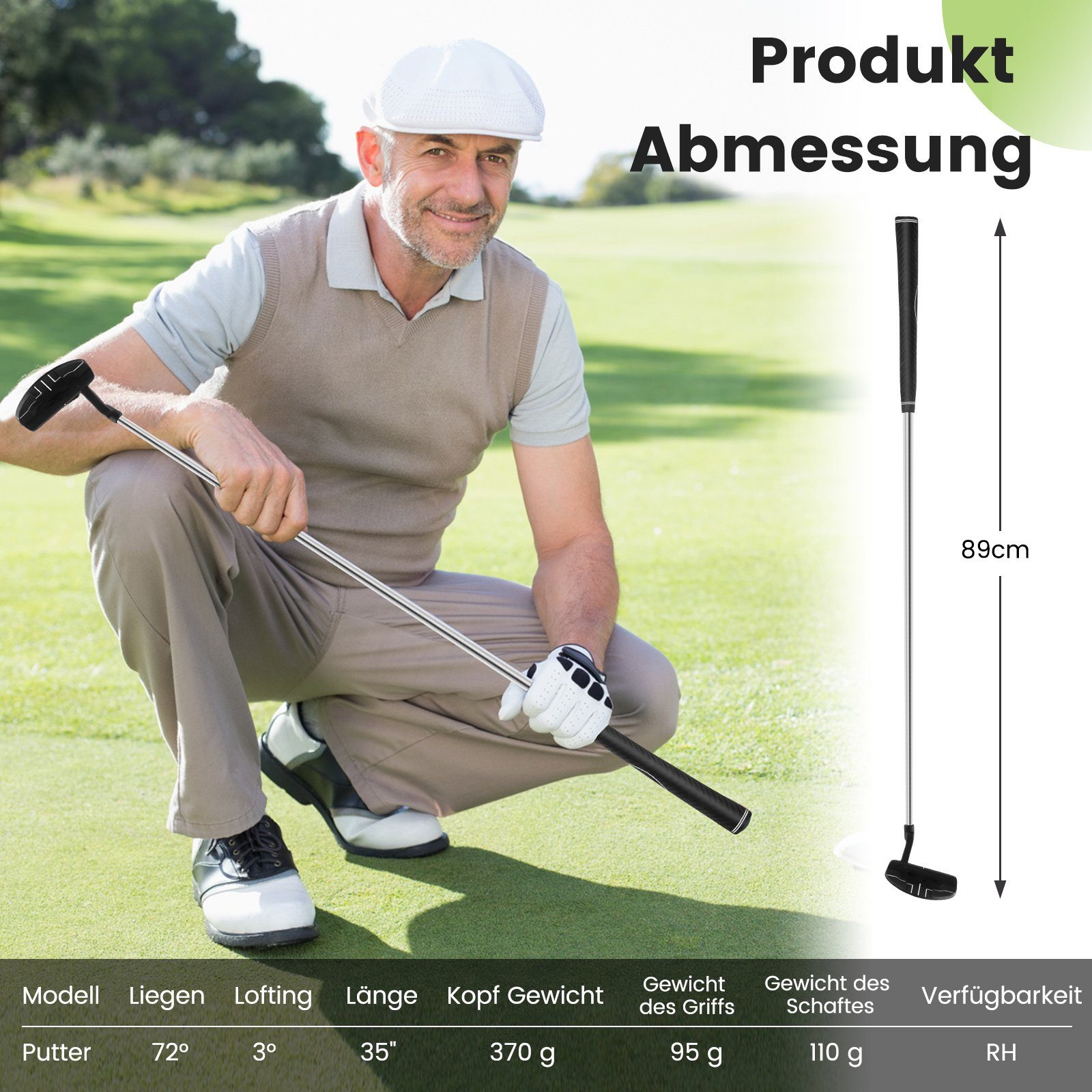 COSTWAY Wedge, Golfschläger mit Edelstahlkopf & Rutschfester Griff