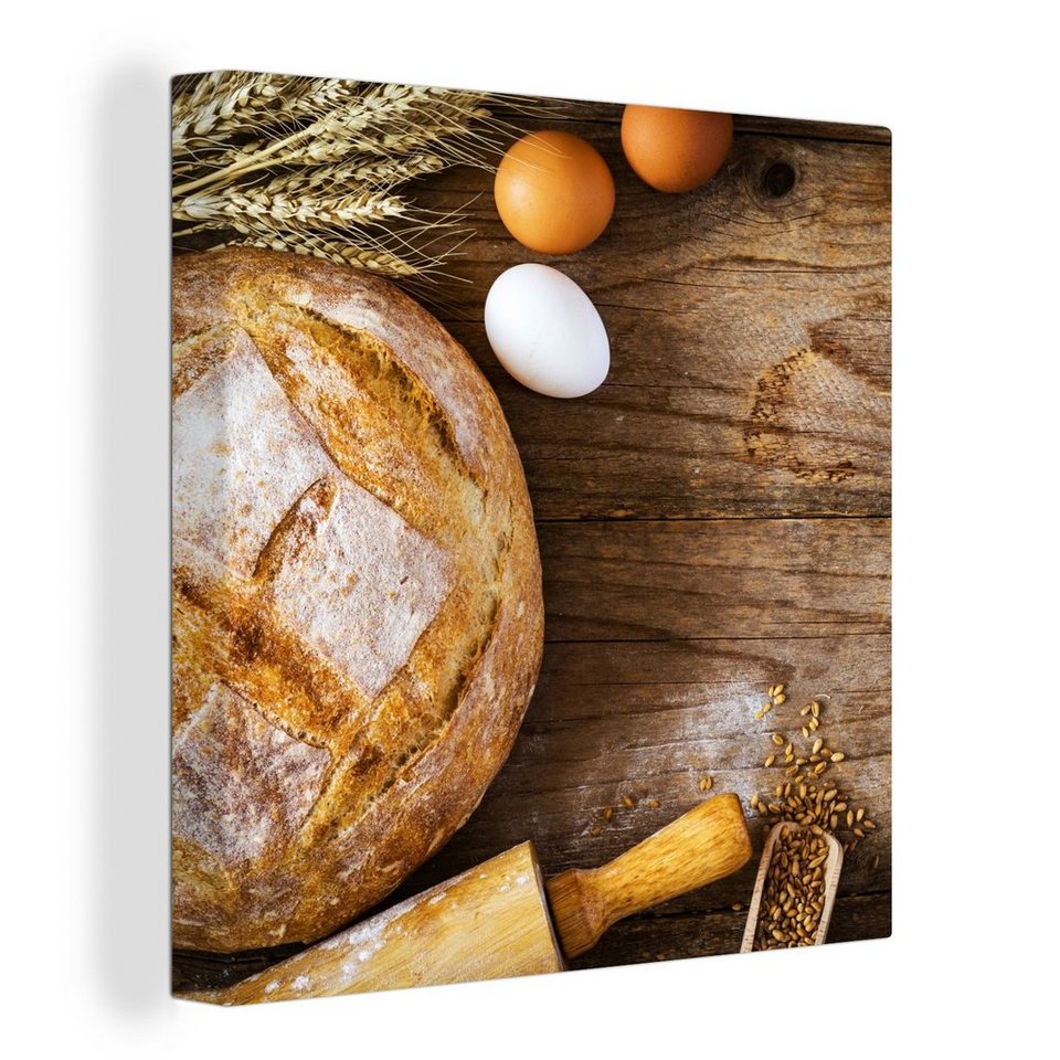 OneMillionCanvasses® Leinwandbild Brot - Eier - Küche, (1 St), Leinwand  Bilder für Wohnzimmer Schlafzimmer