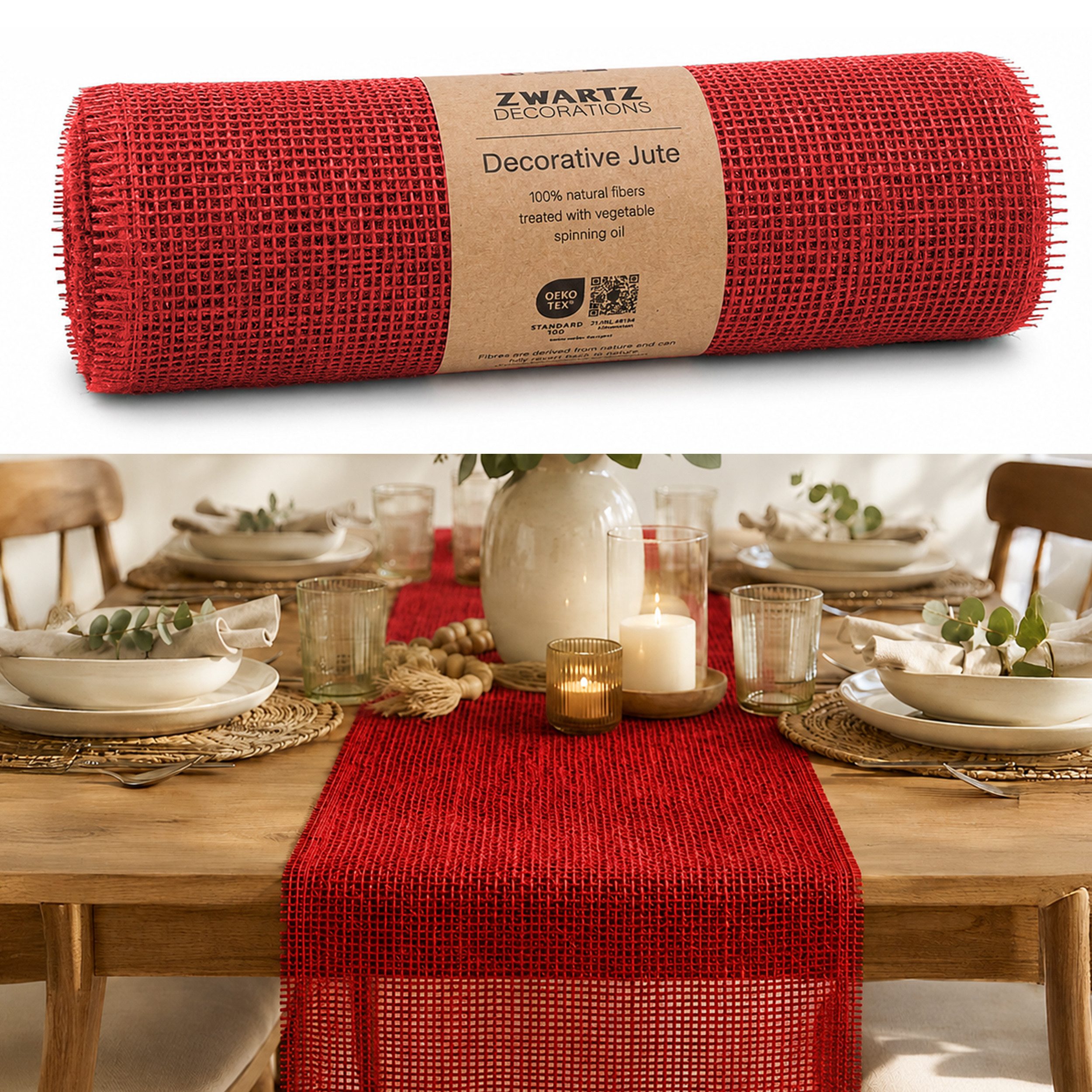 DecoHomeTextil Heimtextilmanufaktur Tischläufer Deco Jute Tischläufer Tischband Geschenkband Eco Friendly