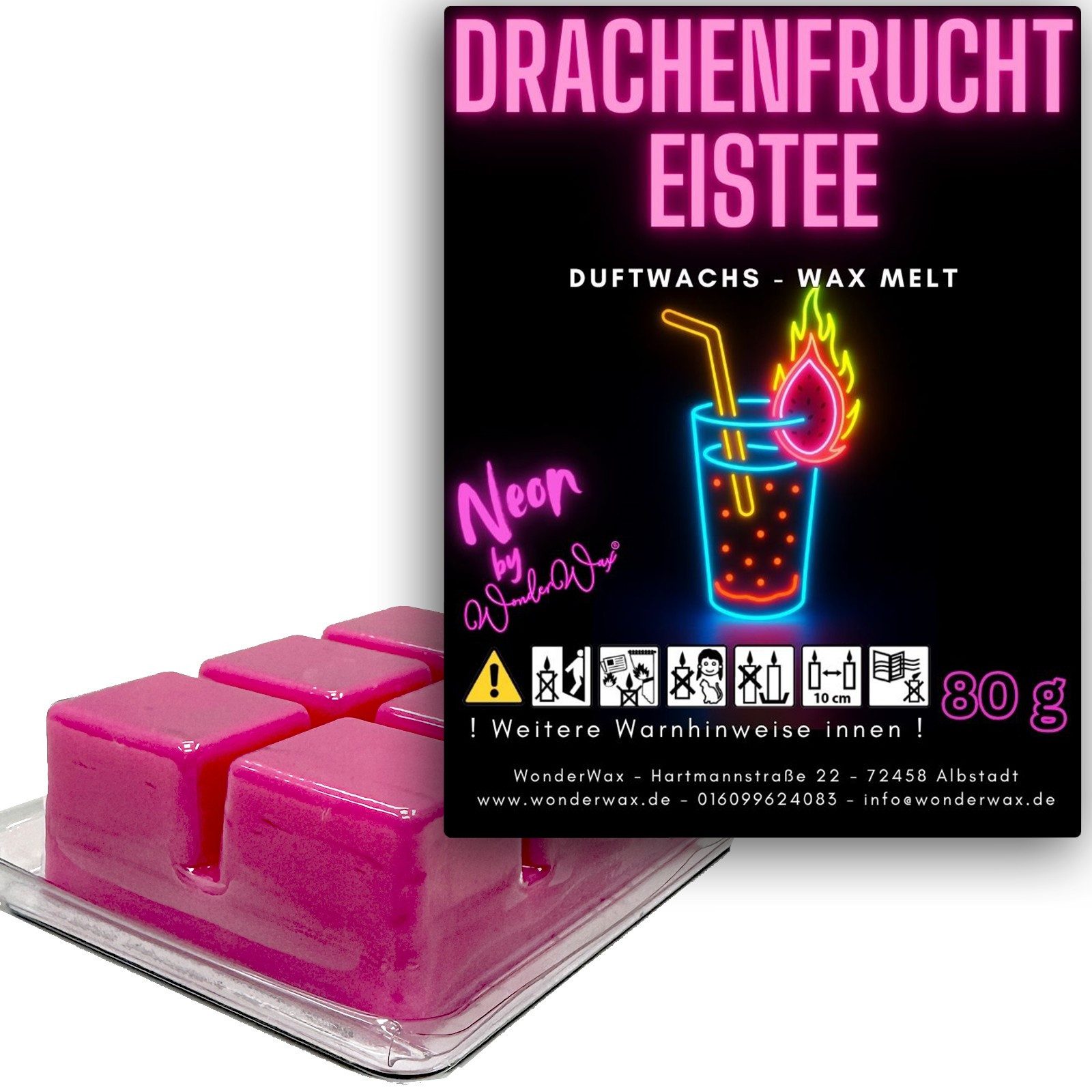 WonderWax Duftwachs WonderWax® Neon Duftwachs 6 Würfel, (Drachenfrucht Eistee), Duftrichtung: Drachenfrucht Eistee