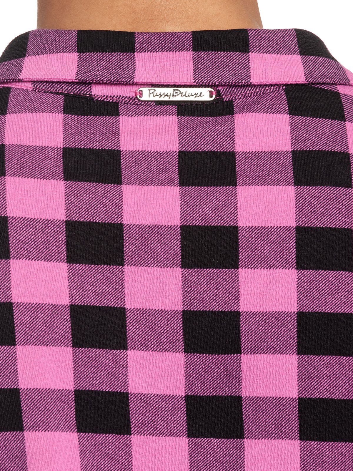 Pussy Deluxe Pink checkered Kurzarmbluse