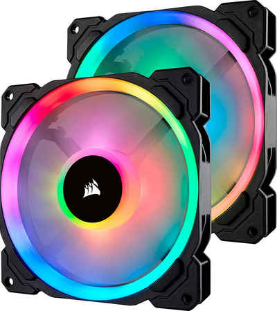 Corsair Computer-Kühler »Corsair LL140 RGB LED PWM PC-Gehäuselüfter (140mm Dual Licht Loop RGB LED, Zweierpack mit Lighting Node PRO) schwarz«