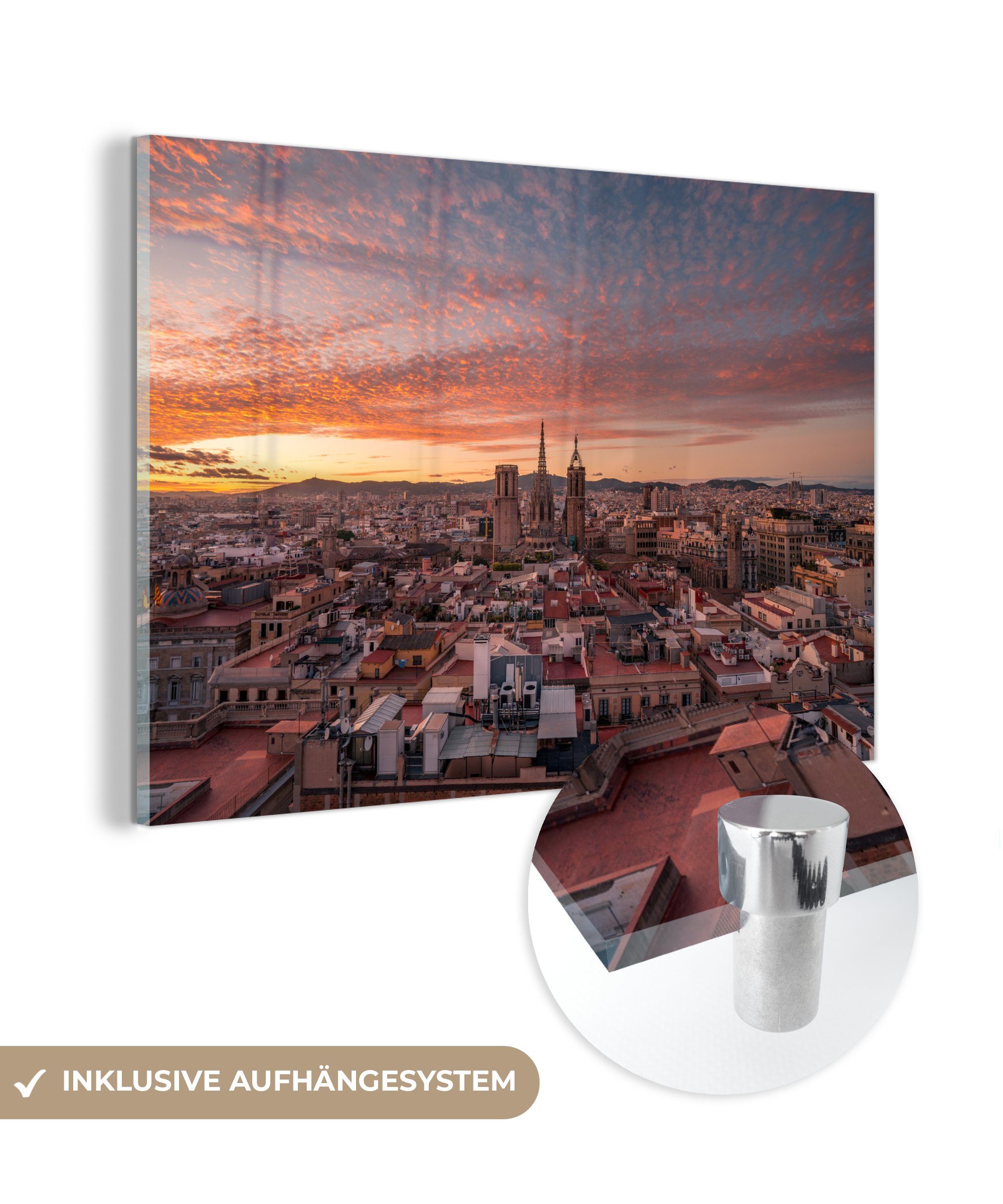 MuchoWow Acrylglasbild Architektur - Luft - Barcelona, (1 St), Acrylglasbilder Wohnzimmer & Schlafzimmer