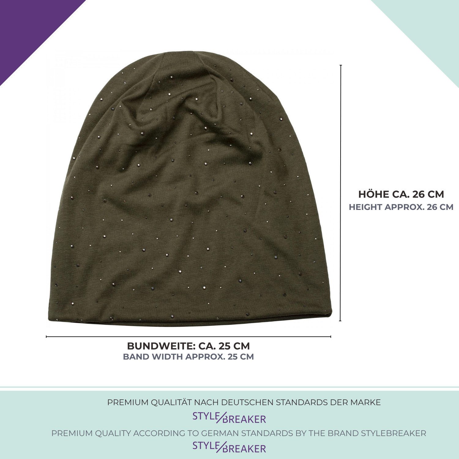 styleBREAKER Beanie Beanie mit Strass Nieten Applikation (1-St)