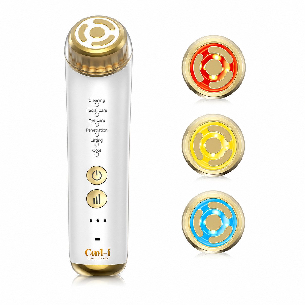 COOL-i ® Dermaroller 2MHz RF & EMS Gesichtsmassagegerät, 6-in-1 Hautverjüngung mit Ultraschall, Licht & Kühlmodus