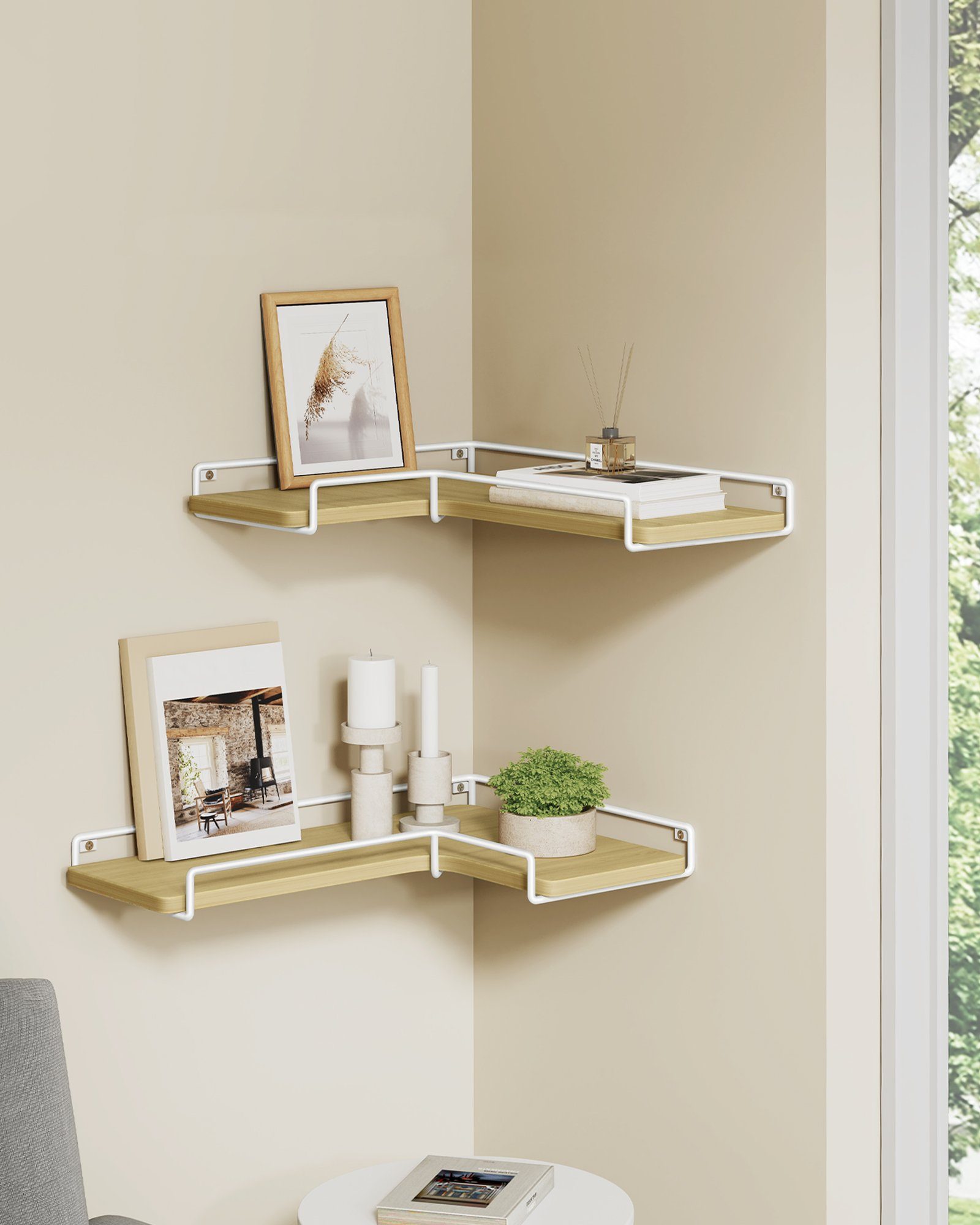 VASAGLE Eckregal, Wandregal, L-förmiges Eckregal, 2er Set, Industrie-Design günstig online kaufen