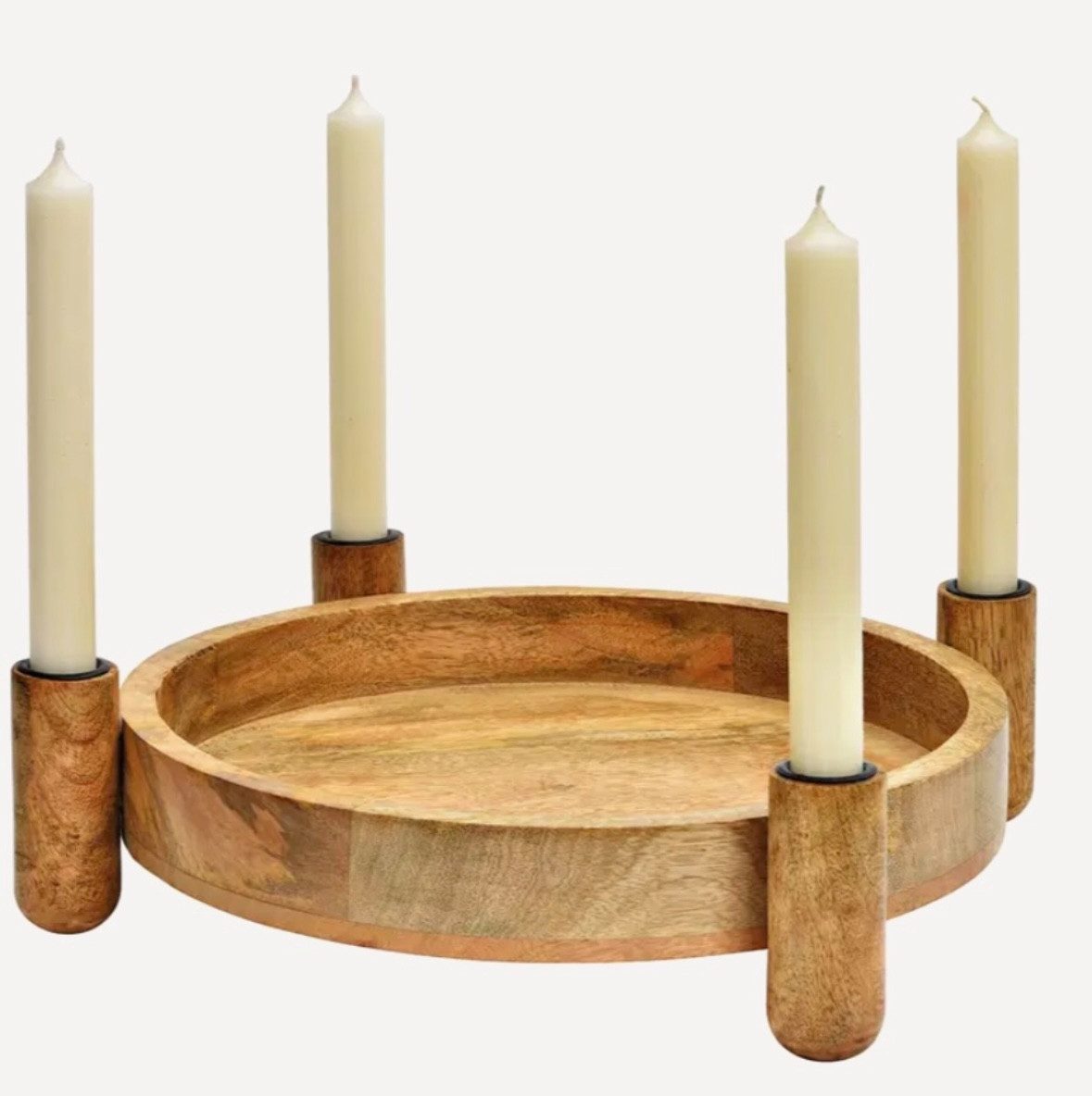 Seyila Home Adventskranz Adventskranz aus Mangoholz, Rustikaler Stil, Weihnachtsdekoration