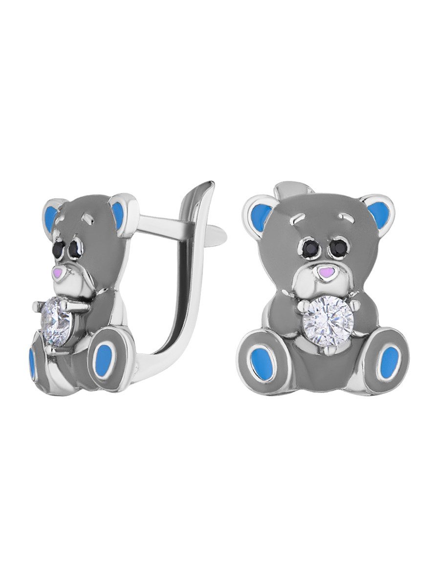 Secretforyou Creolen-Set Ohrringe für Mädchen Kinderschmuck Silber Emaille Zirkonia, 925 Silber