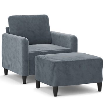 vidaXL Sofa Sessel mit Hocker Dunkelgrau 60 cm Samt