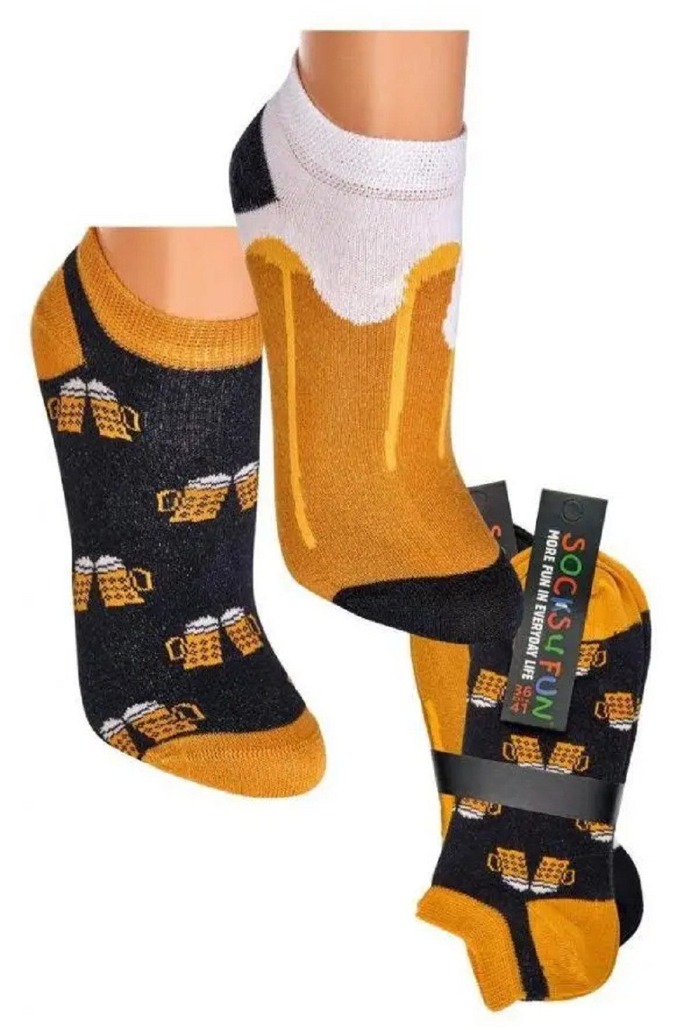 Socks 4 Fun Sneakersocken Bier Sneaker Socks 4 Fun (2-er Bündel, 2-Paar, 2 Paar) lustiges Design