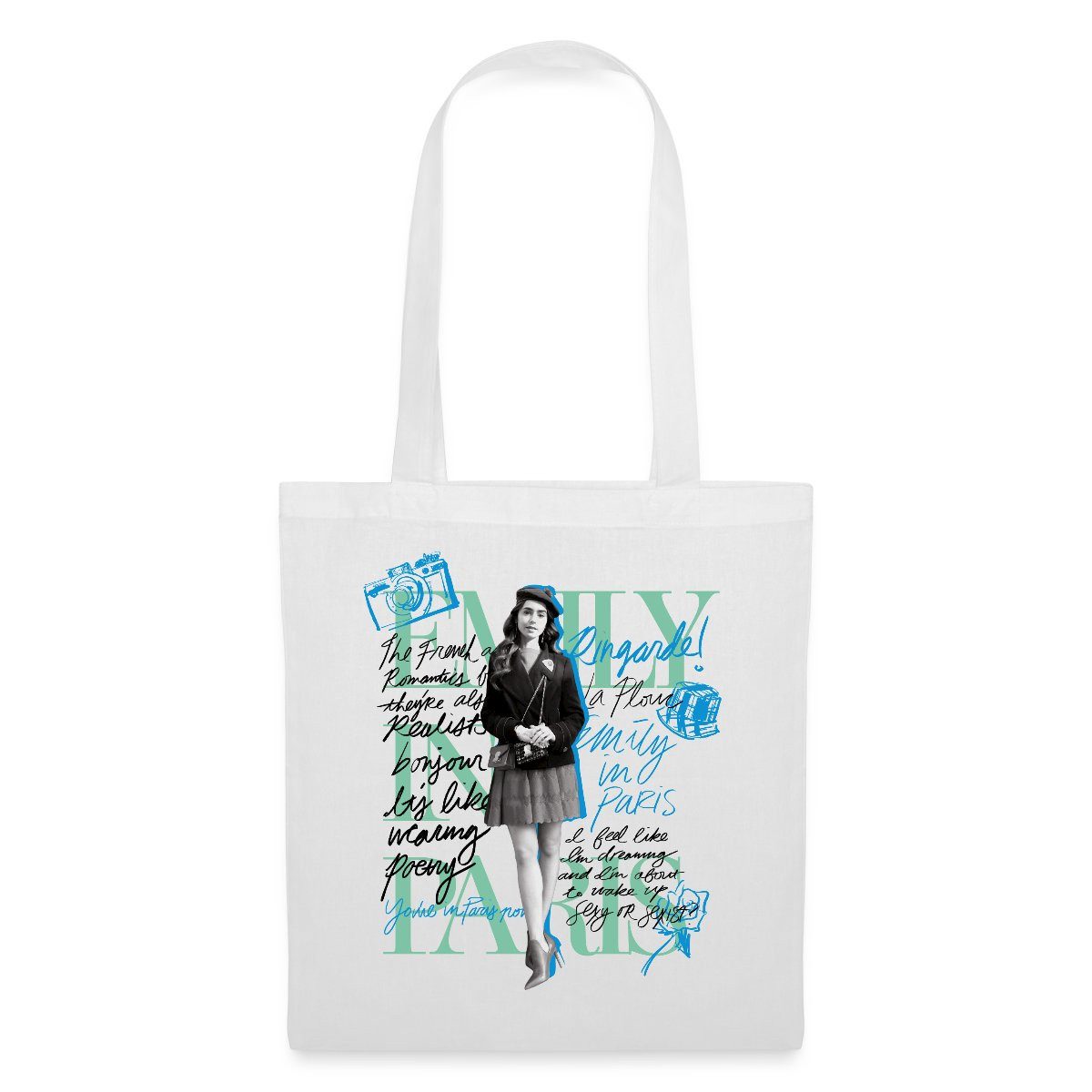 Henkeltasche Emily In Paris Emily Mit Zitaten Stoffbeutel