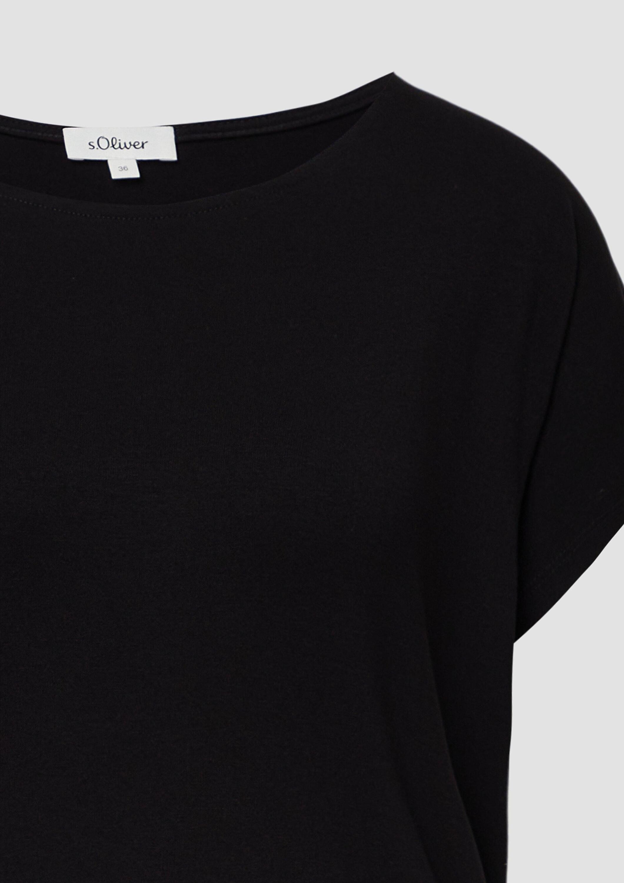 s.Oliver Kurzarmshirt T-Shirt Fließendes Jersey-Shirt mit überschnittenen Schultern