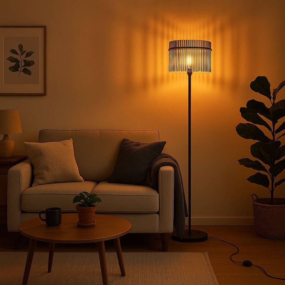 GLOBO LIGHTING LED Stehlampe, Leuchtmittel inklusive, Warmweiß, LED Stehleuchte Wohnzimmer Stehlampe Retro Design Rauchglas Höhe 152cm