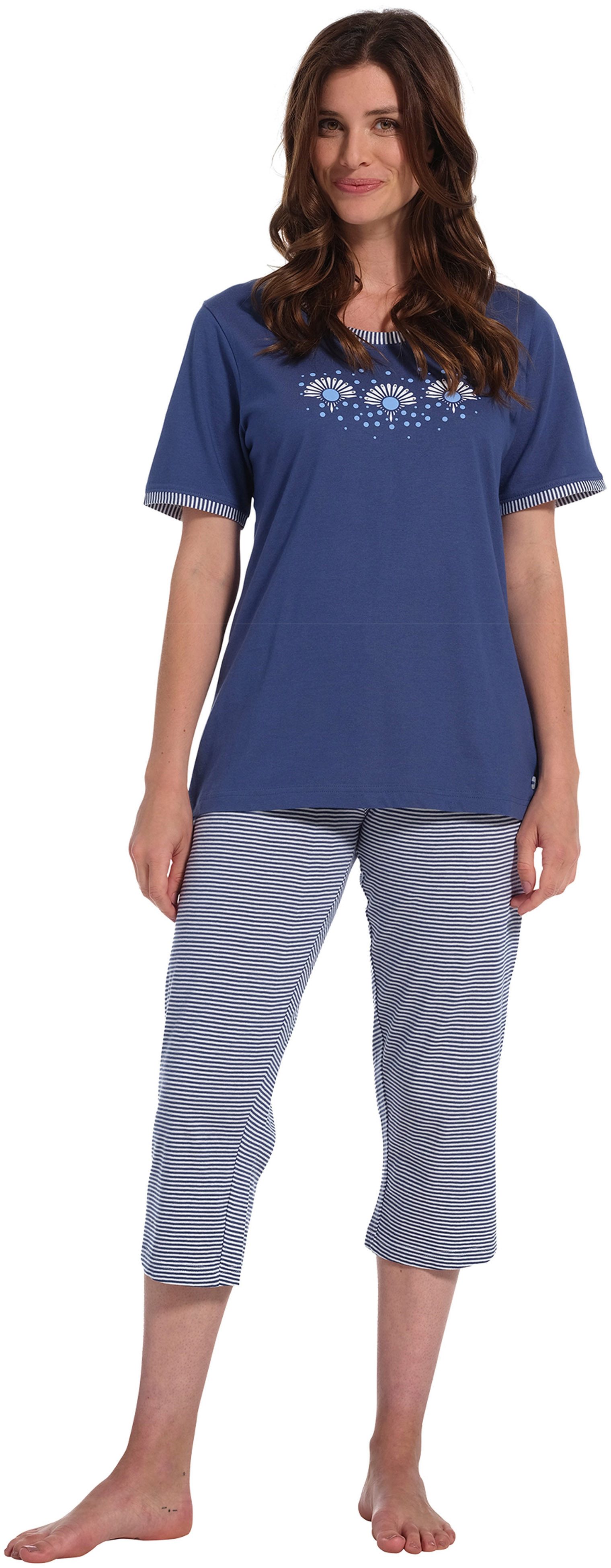 Schlafanzug Damen Pyjama mit Caprihose