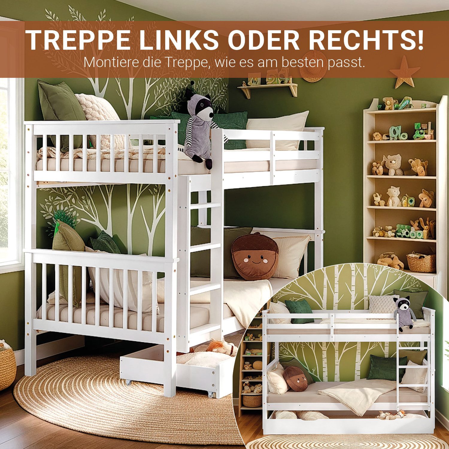 Homestyle4u Etagenbett 90x200 für 2 Kinder günstig online kaufen