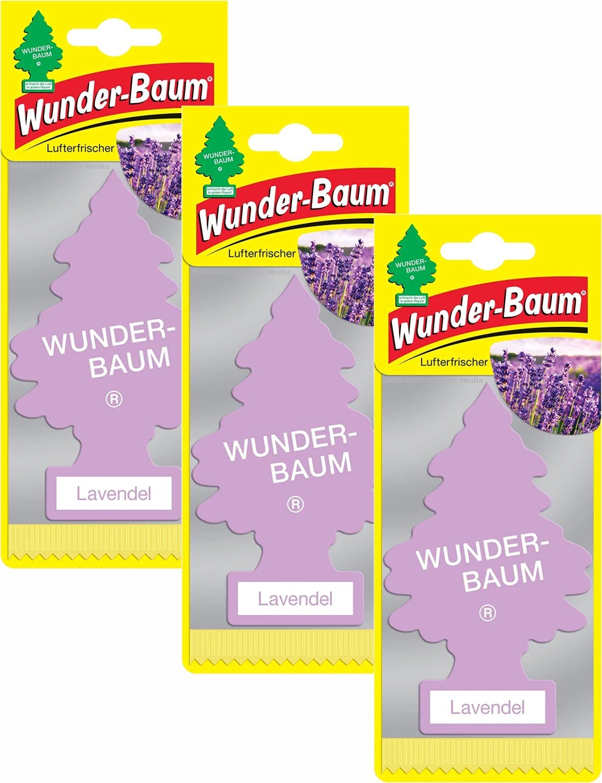Raumduft 3er Duftbäumchen Lavendel Wunderbaum 3 Set Lufterfrischer