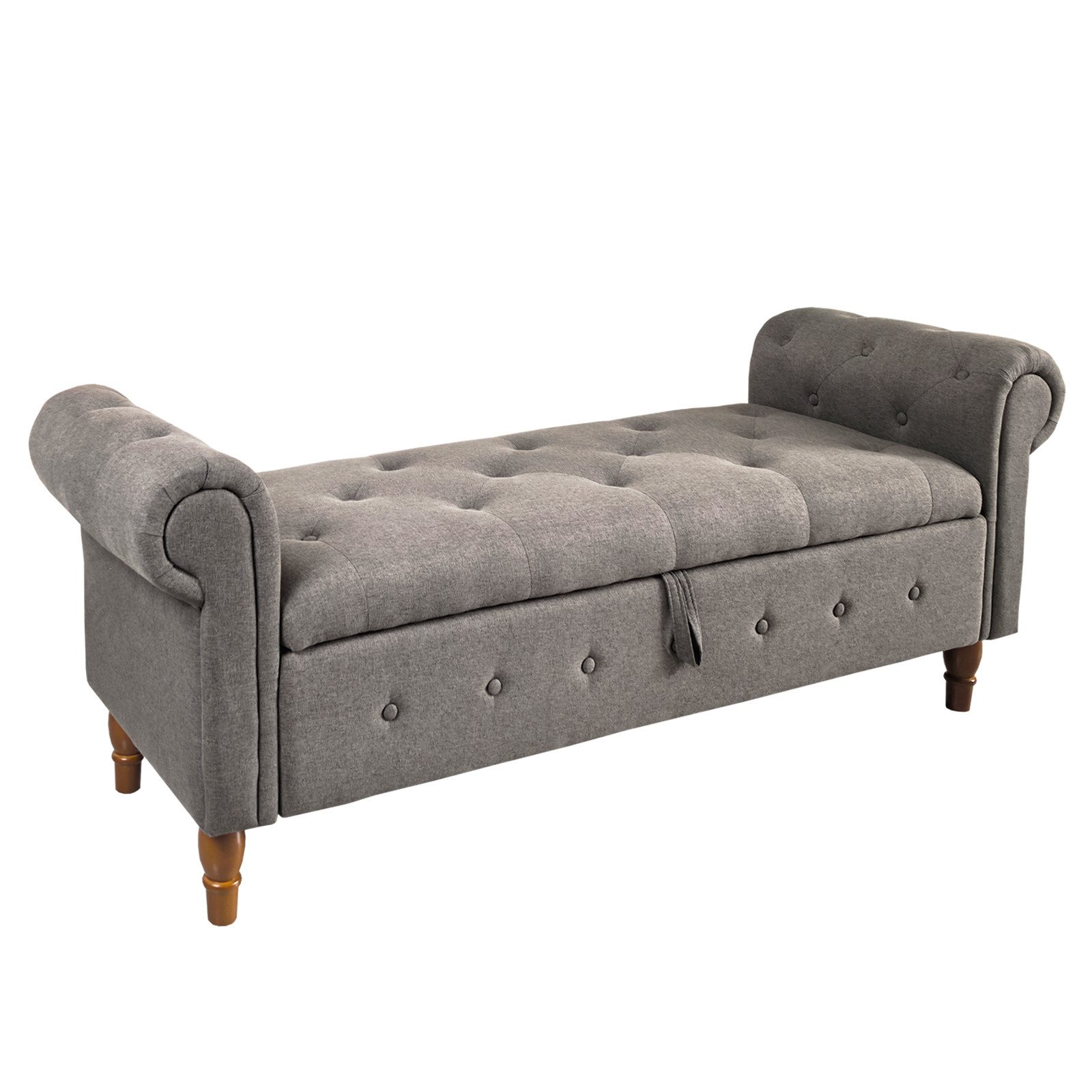 HTI-Living Truhenbank Gepolsterte Sitzbank mit Truhe Lora Leinen Grau (Stück, 1-St., 1 Sitzbank), Garderobenbank Récamière