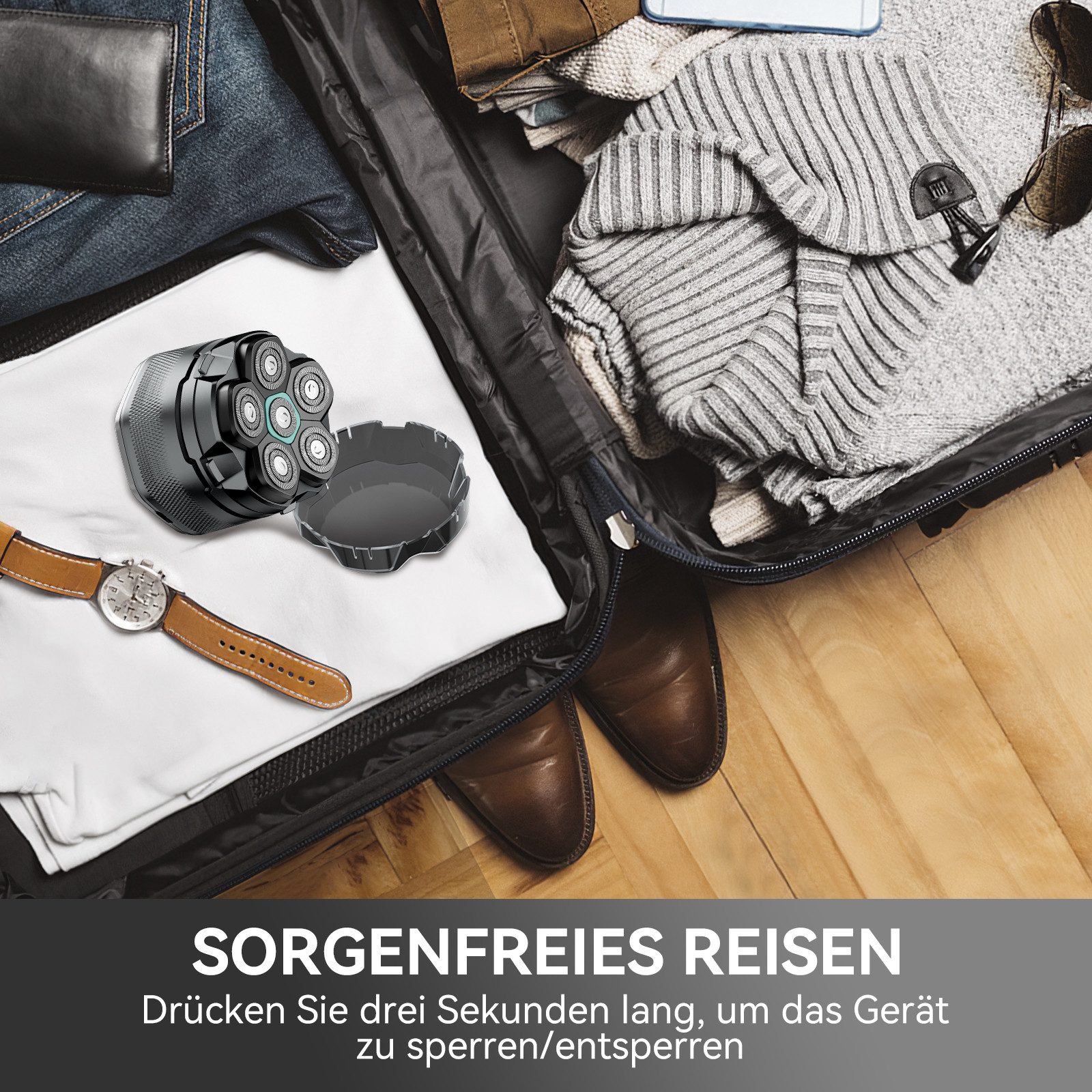 Kensen Haarschneider Glatzen Rasierer Herren Set, kensen Kopfrasierer mit Ersatzscherkopf – Bild 3 von 5