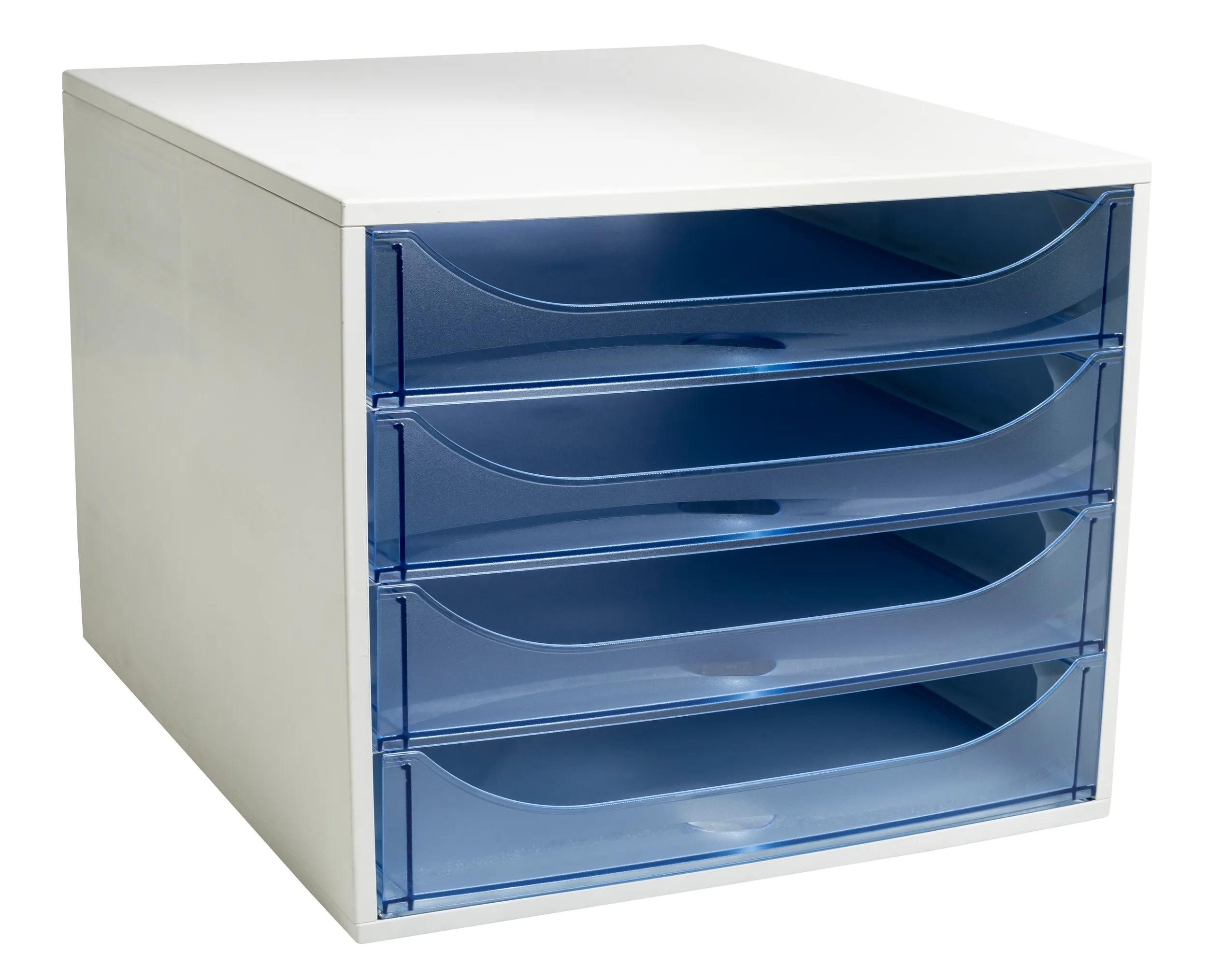 EXACOMPTA Schubladenbox ECOBOX Schubladenbox mit 4 Schubladen - Eisblau - 228610D, Boxen einzen