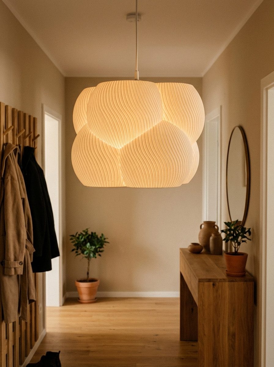 Roomberry Lampenschirm Bubble Hängelampe Pendelleuchte E27 rund, weiß beige rosa lila grau 25-35cm