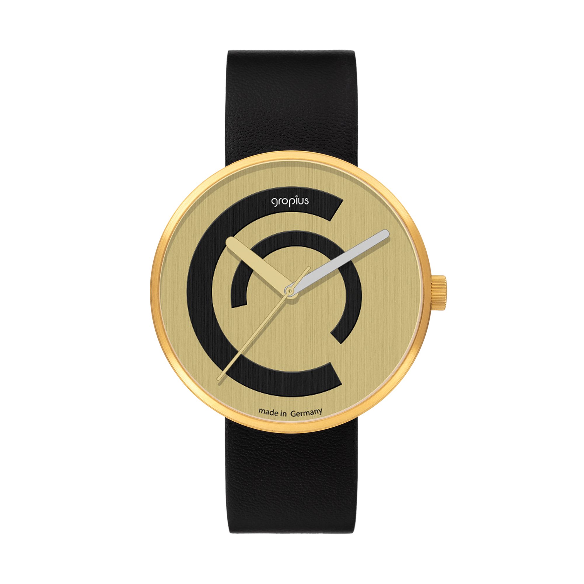 Walter Gropius Quarzuhr Made in Germany, Saphirglas, Forum Centum Deluxe - WG 014-03Z, Limited Edition, Lederband mit Easy-Release System, Edelstahlgehäuse