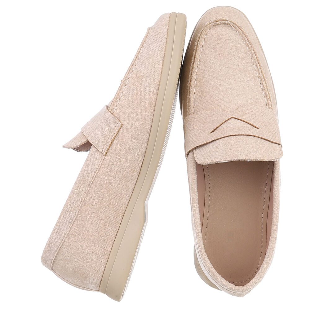 Ital-Design Elegante Mokassins für Damen – Komfortabel und Vielseitig Slipper (90033064) Blockabsatz Mokassins in Beige