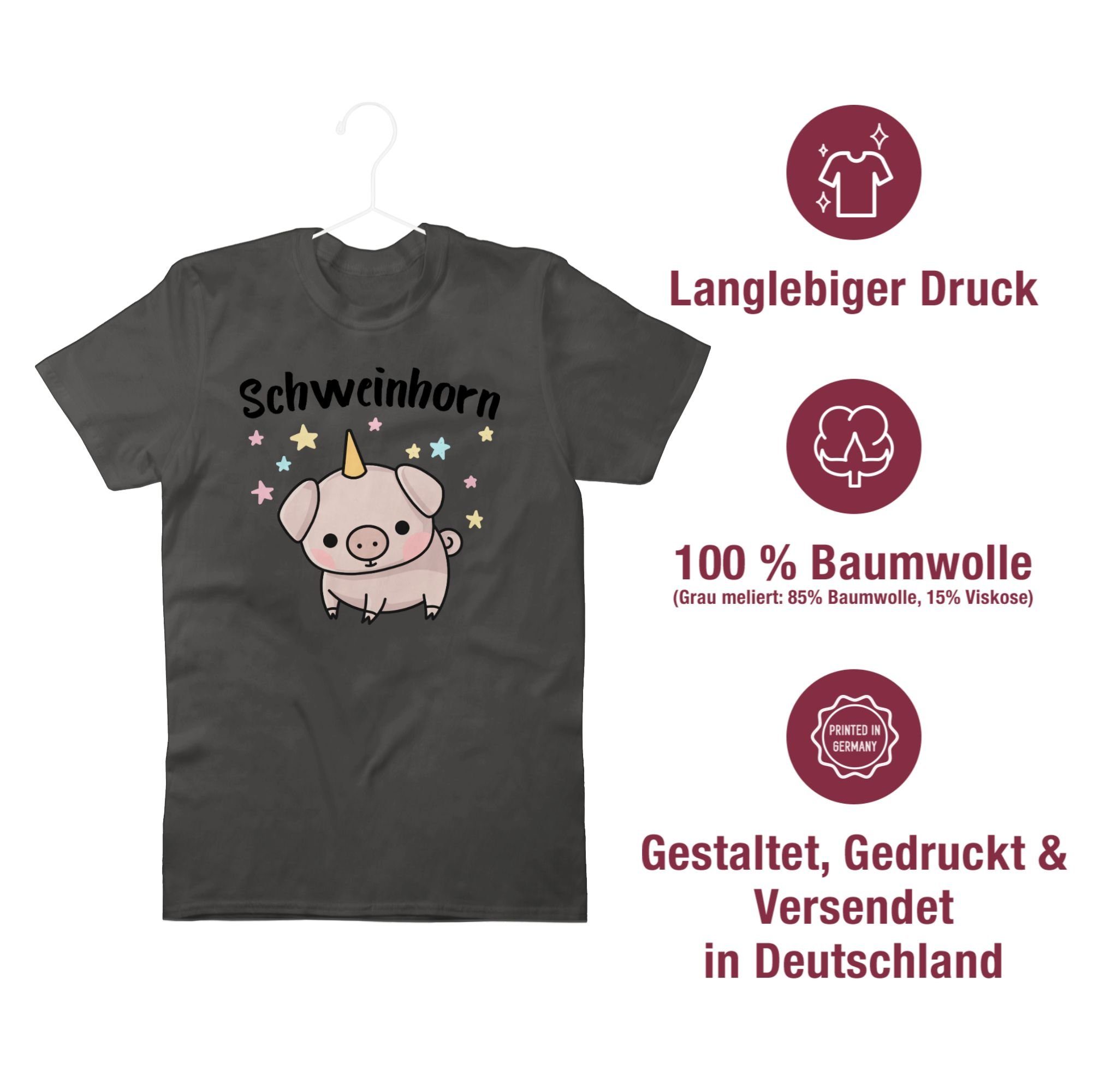 Dunkelgrau 1 Shirtracer T-Shirt Schweinhorn Karneval Outfit